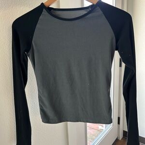 H&M grey and black baseball tee